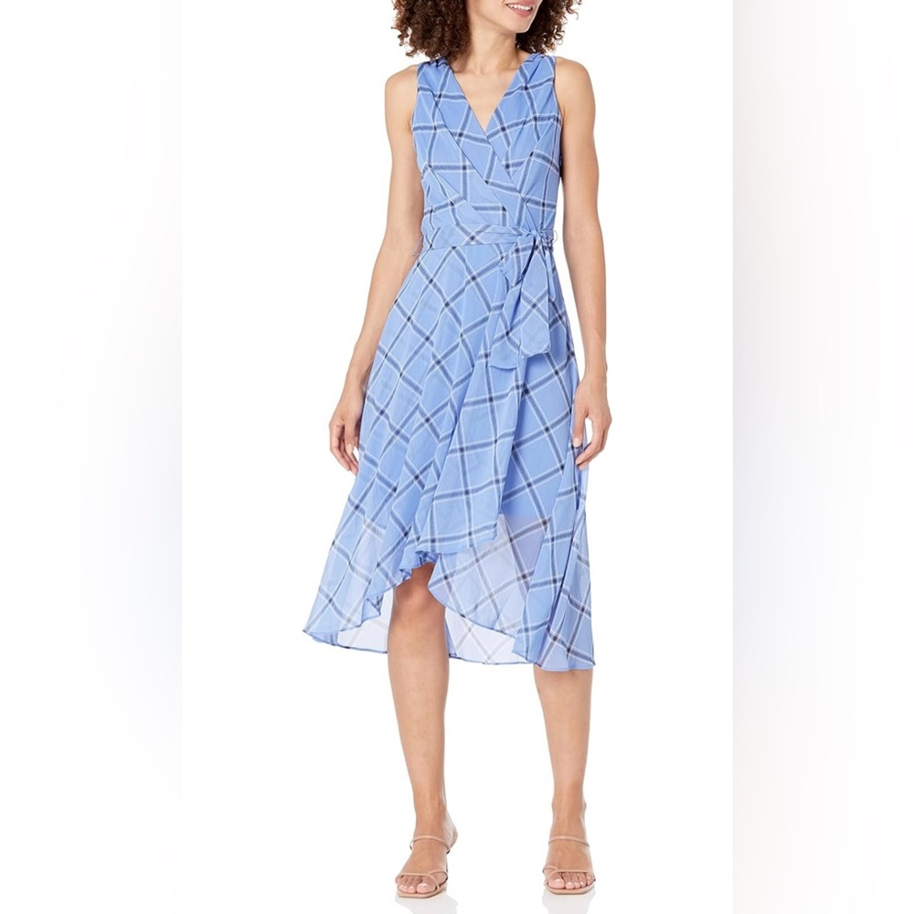 NWOT Tommy Hilfiger Bias Waterford Plaid Surplice Midi Dress Size 12